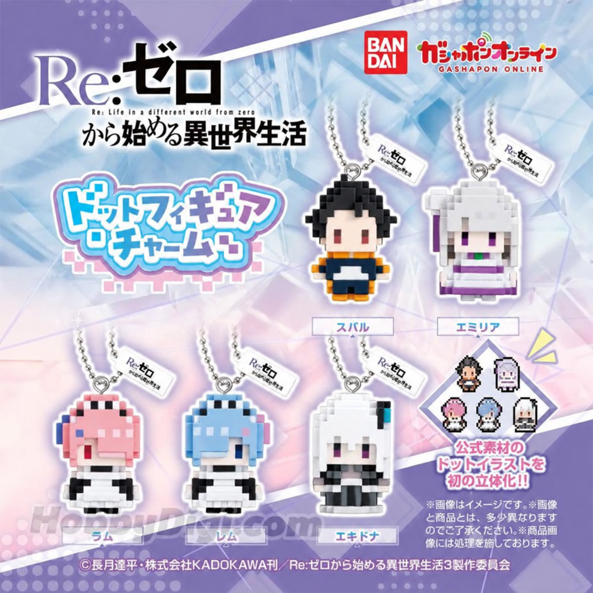 Re:ZERO -Starting Life in Another World- Dot Figure Charms – Complete Set of 5 Japanese Capsule Toys